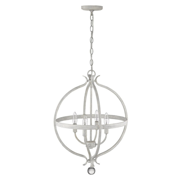 HomeRoots Callie 4-Light Rustic Elegance Pendant Chandelier with Crystal Accents for Cottage-Style Homes 398119