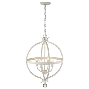 HomeRoots Callie 4-Light Rustic Elegance Pendant Chandelier with Crystal Accents for Cottage-Style Homes 398119