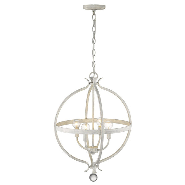 HomeRoots Callie 4-Light Rustic Elegance Pendant Chandelier with Crystal Accents for Cottage-Style Homes 398119