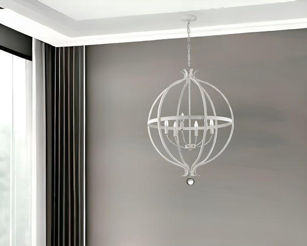 Homeroots Callie 6-light Country White Pendant   398120