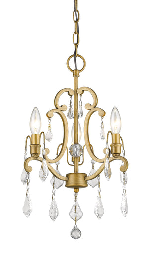 Homeroots Gold Candle Style Three Light Crystal Metal Dimmable Chandelier   398123