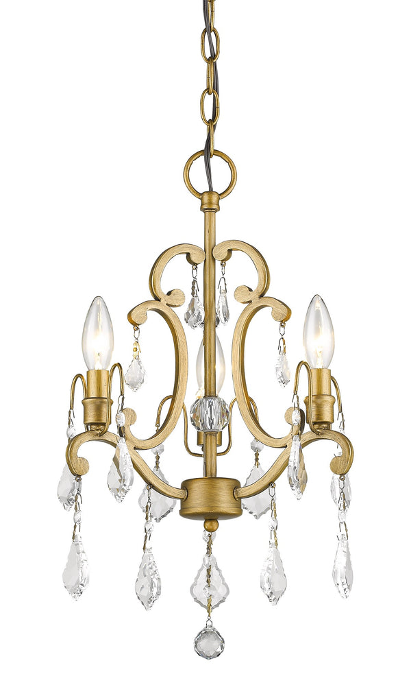 Homeroots Gold Candle Style Three Light Crystal Metal Dimmable Chandelier   398123