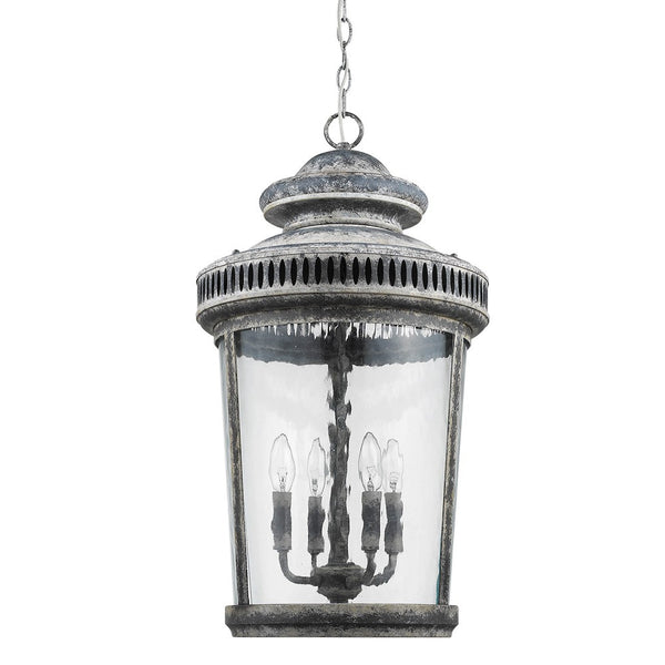 Homeroots Kingston 4-light Antique Lead Foyer Pendant With Curved Water Glass Panes   398128