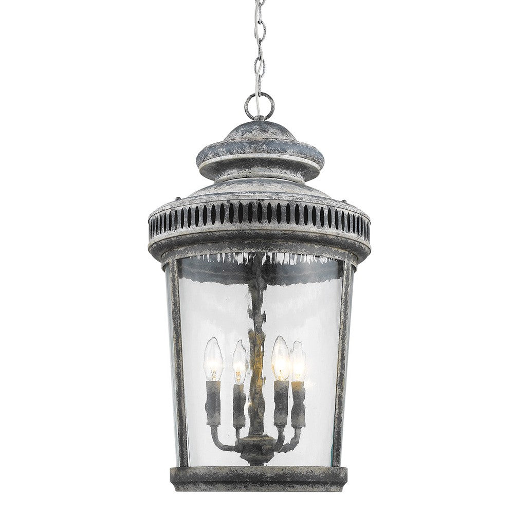 Homeroots Kingston 4-light Antique Lead Foyer Pendant With Curved Water Glass Panes   398128