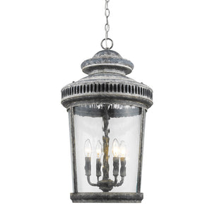 Homeroots Kingston 4-light Antique Lead Foyer Pendant With Curved Water Glass Panes   398128