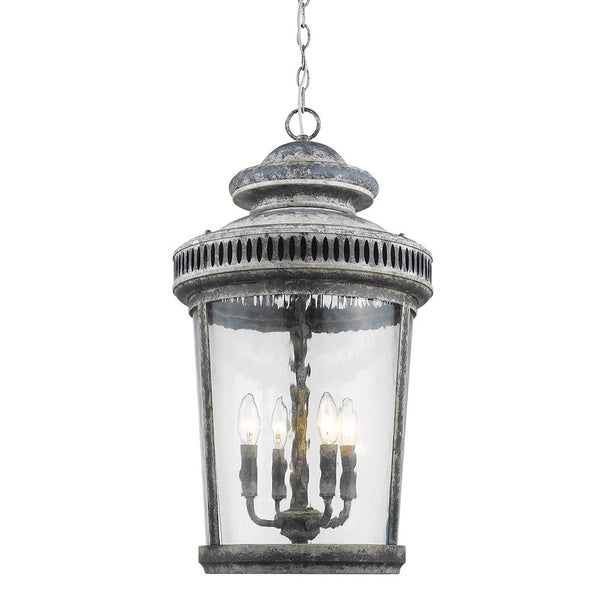 Homeroots Kingston 4-light Antique Lead Foyer Pendant With Curved Water Glass Panes   398128