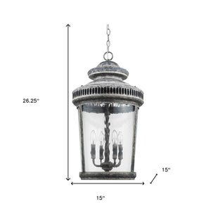 Homeroots Kingston 4-light Antique Lead Foyer Pendant With Curved Water Glass Panes   398128