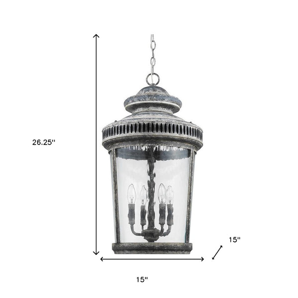 Homeroots Kingston 4-light Antique Lead Foyer Pendant With Curved Water Glass Panes   398128