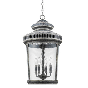 Homeroots Kingston 4-light Antique Lead Foyer Pendant With Curved Water Glass Panes   398128