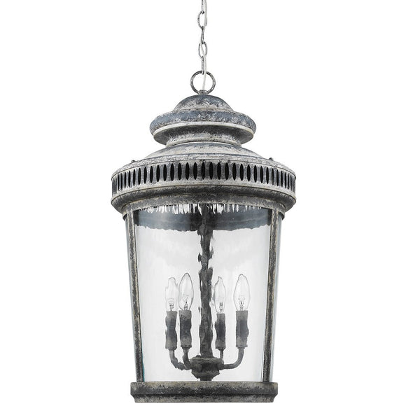 Homeroots Kingston 4-light Antique Lead Foyer Pendant With Curved Water Glass Panes   398128