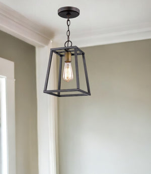 HomeRoots Antique Bronze Tapered Hanging Light - Vintage Charm Meets Modern Geometry for Stylish Spaces 398130