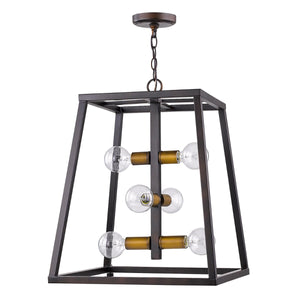 Homeroots Tiberton 6-light Oil-rubbed Bronze Foyer Pendant With Antique Brass Sockets   398131