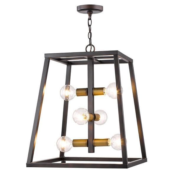 Homeroots Tiberton 6-light Oil-rubbed Bronze Foyer Pendant With Antique Brass Sockets   398131