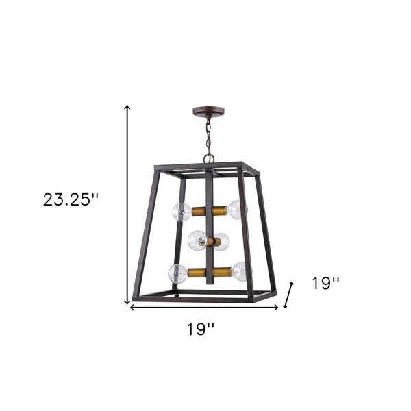 Homeroots Tiberton 6-light Oil-rubbed Bronze Foyer Pendant With Antique Brass Sockets   398131