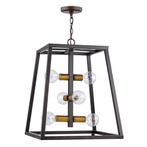 Homeroots Tiberton 6-light Oil-rubbed Bronze Foyer Pendant With Antique Brass Sockets   398131