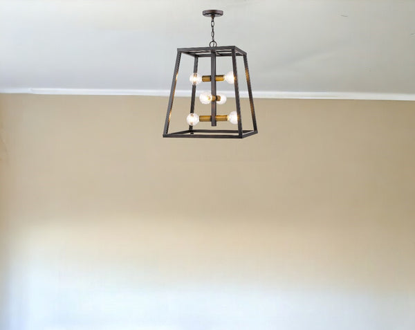 Homeroots Tiberton 6-light Oil-rubbed Bronze Foyer Pendant With Antique Brass Sockets   398131