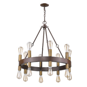 Homeroots Brown And Black Candle Style Multi Light Metal Dimmable Chandelier   398133