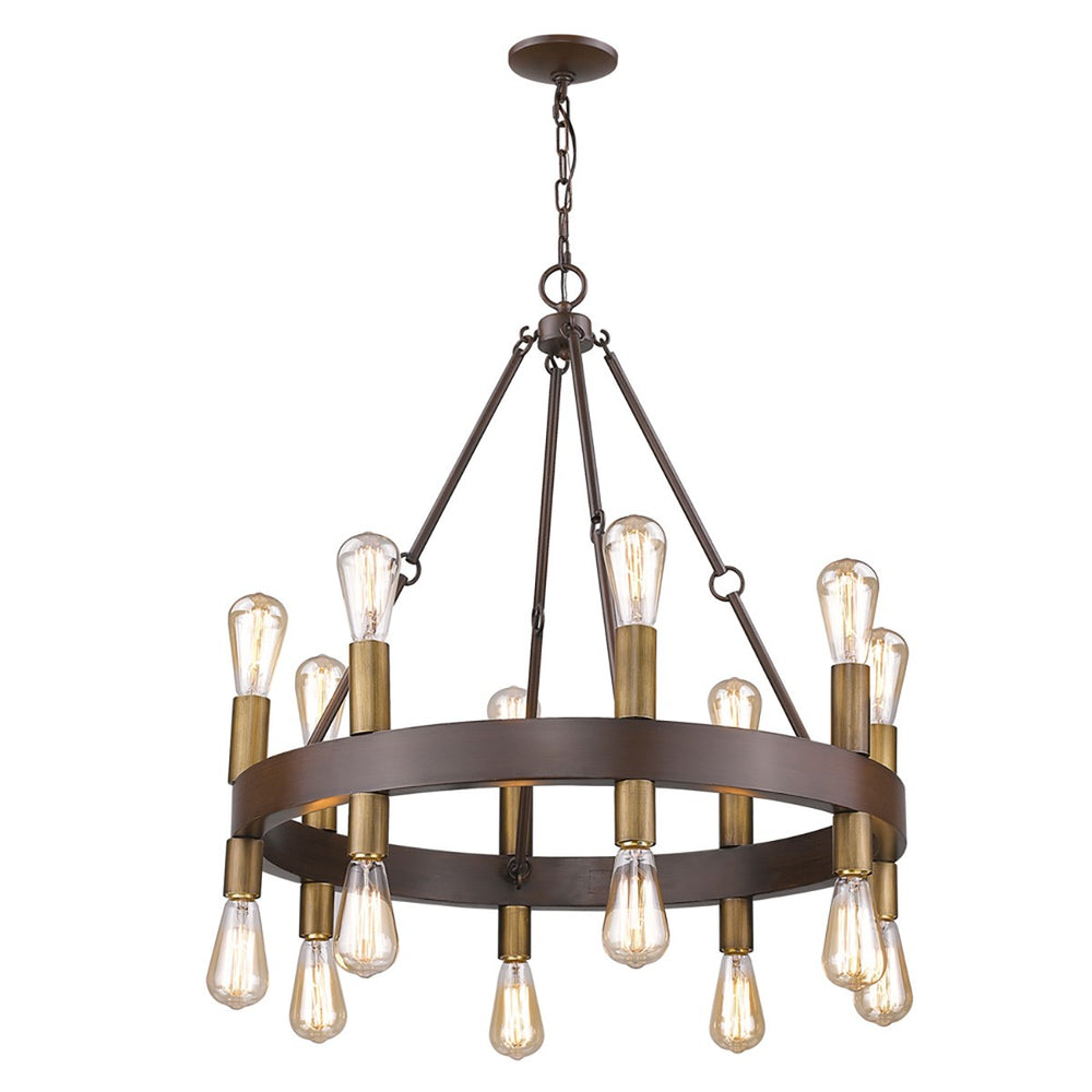 Homeroots Brown And Black Candle Style Multi Light Metal Dimmable Chandelier   398133