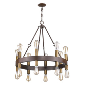 Homeroots Brown And Black Candle Style Multi Light Metal Dimmable Chandelier   398133