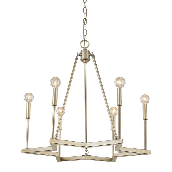 Homeroots Gold Candle Style Six Light Metal Dimmable Chandelier   398135