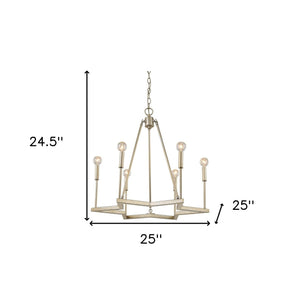 Homeroots Gold Candle Style Six Light Metal Dimmable Chandelier   398135