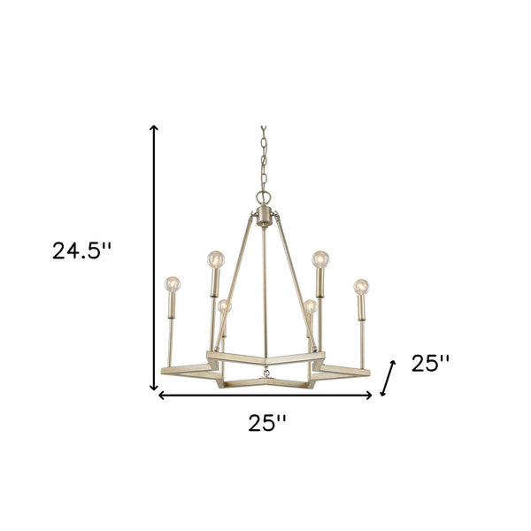 Homeroots Gold Candle Style Six Light Metal Dimmable Chandelier   398135