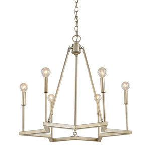 Homeroots Gold Candle Style Six Light Metal Dimmable Chandelier   398135