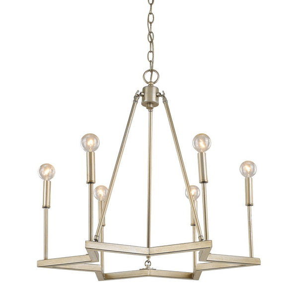 Homeroots Gold Candle Style Six Light Metal Dimmable Chandelier   398135
