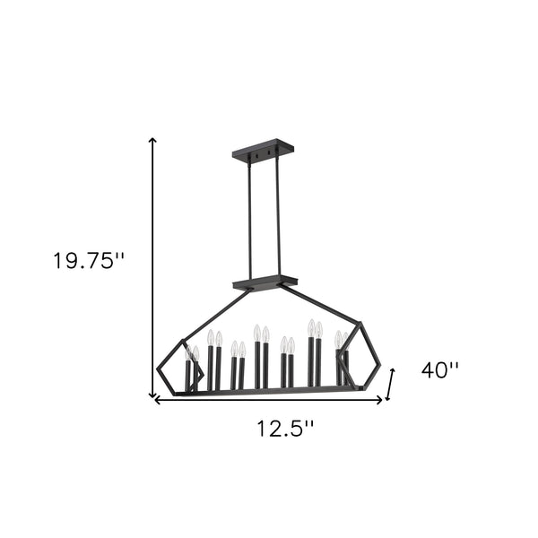 Homeroots Luca 14-light Matte Black Island Pendant   398146