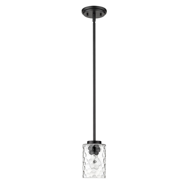 Homeroots Black Metal And Glass Mini Pendant Hanging Light   398147