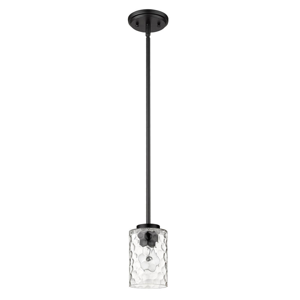Homeroots Black Metal And Glass Mini Pendant Hanging Light   398147