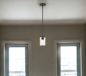 Homeroots Black Metal And Glass Mini Pendant Hanging Light   398147
