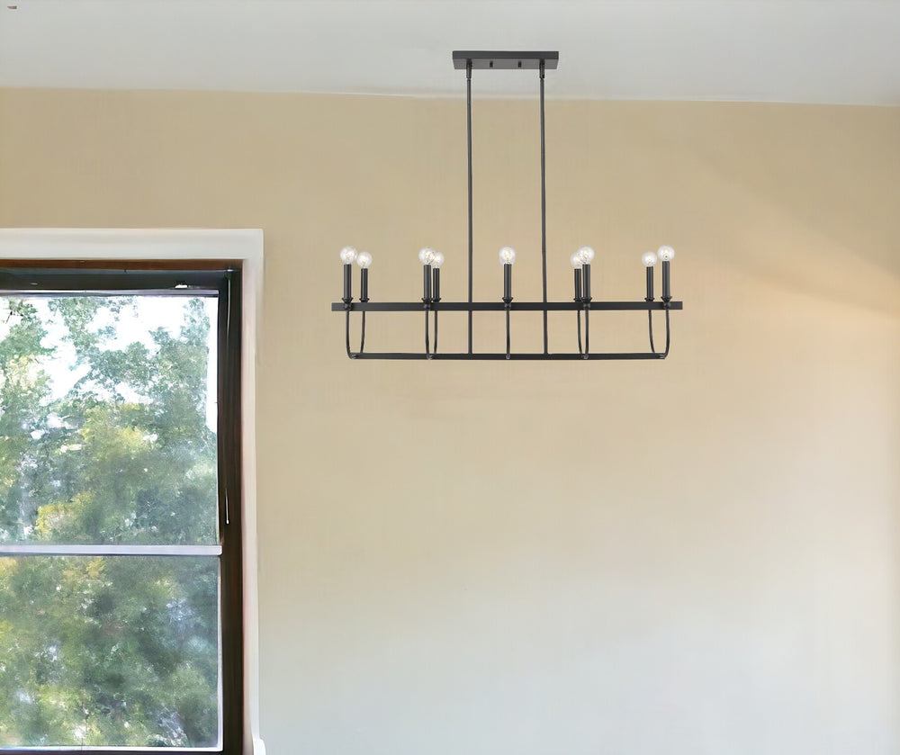 Homeroots Beckett 10-light Matte Black Island Pendant   398148