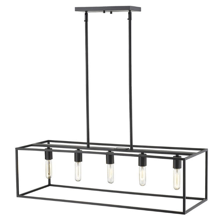 HomeRoots Metal Five Bulb Dimmable Flush Mount Ceiling Fixture for Modern Living and Dining Rooms Black 12" W x 10" H x 36" D - A 398153