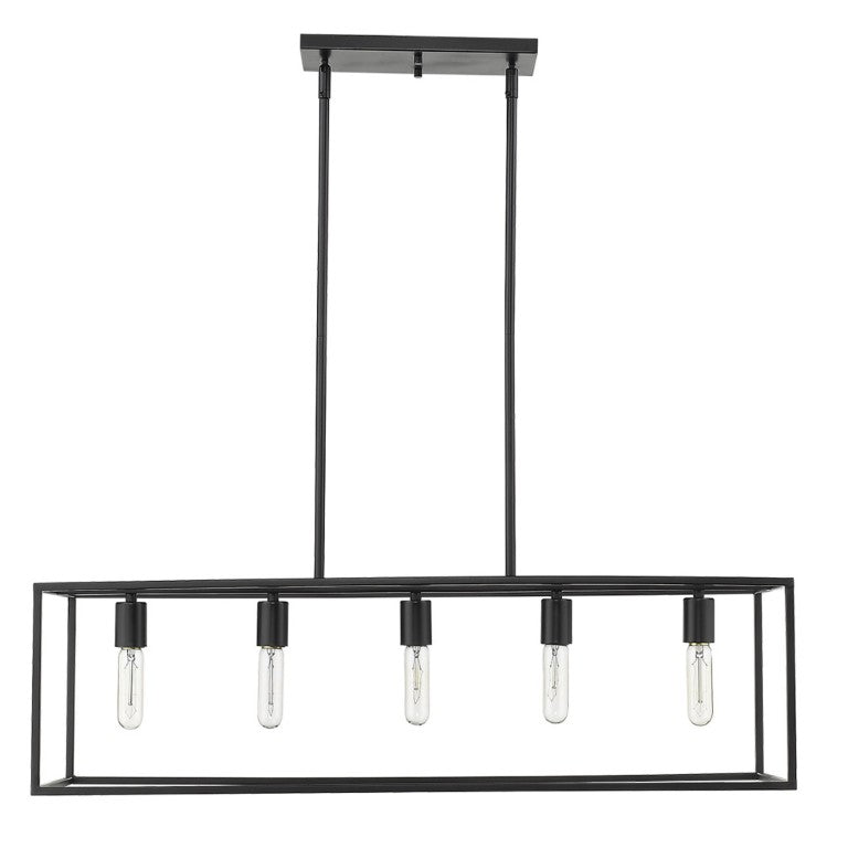 HomeRoots Metal Five Bulb Dimmable Flush Mount Ceiling Fixture for Modern Living and Dining Rooms Black 12" W x 10" H x 36" D - A 398153