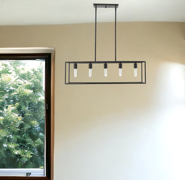 Homeroots Cobar 5-light Matte Black Island Pendant   398153