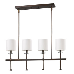 Homeroots Kara 4-light Oil-rubbed Bronze Island Pendant With Fabric Shades And Crystal Bobeches   398159
