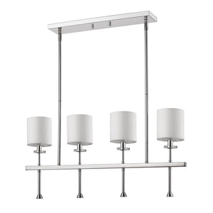 Homeroots Kara 4-light Polished Nickel Island Pendant With Fabric Shades And Crystal Bobeches   398160