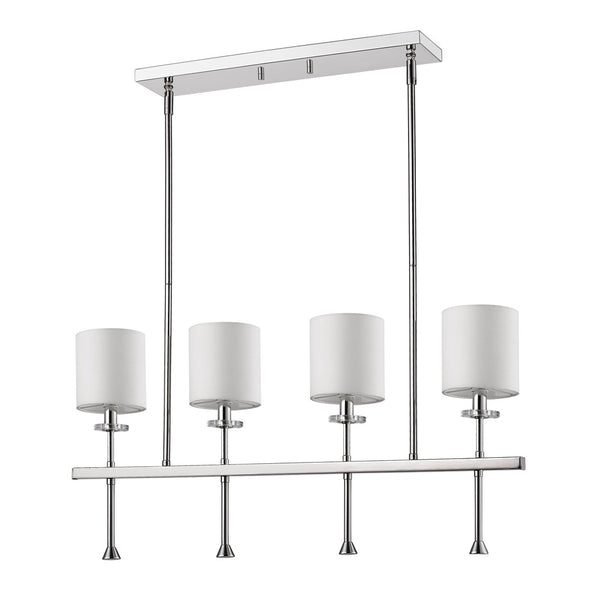 Homeroots Kara 4-light Polished Nickel Island Pendant With Fabric Shades And Crystal Bobeches   398160
