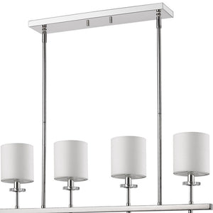 Homeroots Kara 4-light Polished Nickel Island Pendant With Fabric Shades And Crystal Bobeches   398160