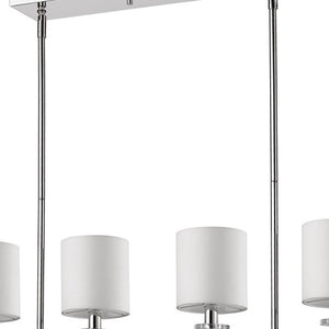 Homeroots Kara 4-light Polished Nickel Island Pendant With Fabric Shades And Crystal Bobeches   398160