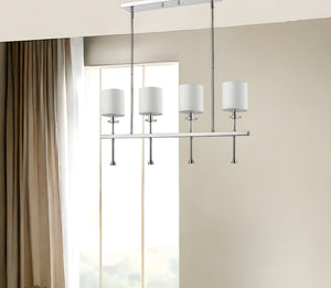 Homeroots Kara 4-light Polished Nickel Island Pendant With Fabric Shades And Crystal Bobeches   398160