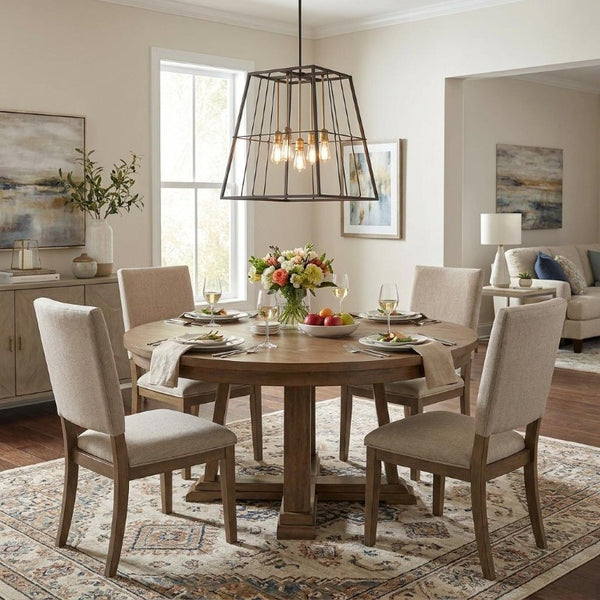 Metal Five Bulb Dimmable Flush Mount Ceiling Fixture for Modern Living and Dining Rooms