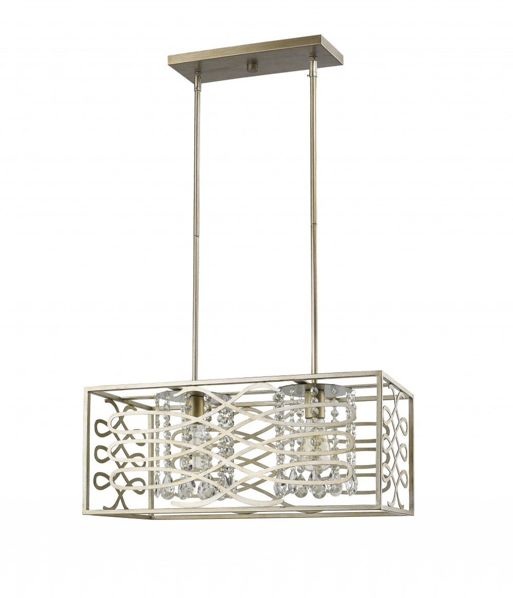 Homeroots Brax 2-light Washed Gold Island Pendant With Crystal Accents   398166