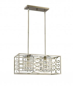 Homeroots Brax 2-light Washed Gold Island Pendant With Crystal Accents   398166