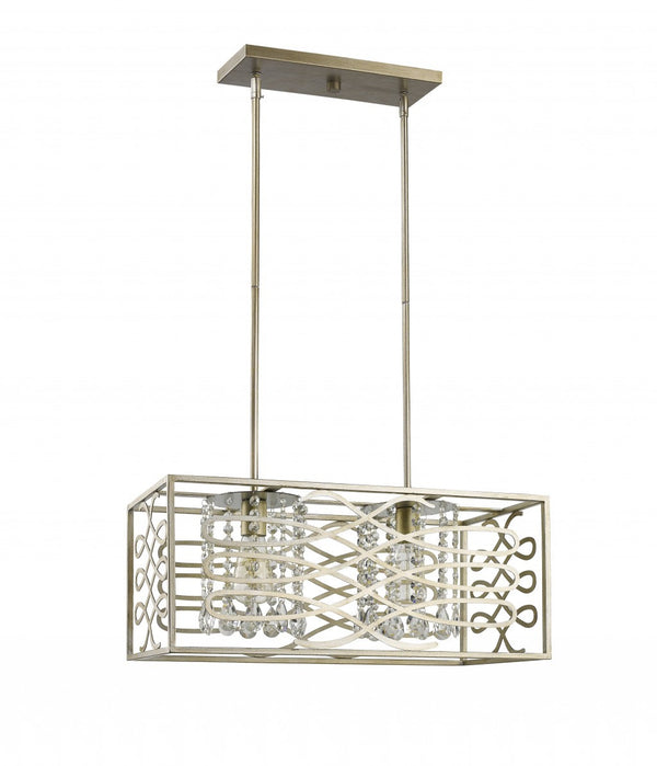 Homeroots Brax 2-light Washed Gold Island Pendant With Crystal Accents   398166