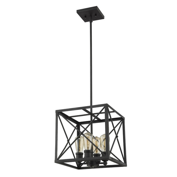 HomeRoots Brooklyn 4-Light Matte Black Pendant - Industrial Geometric Fixture for Modern Home Décor & Style 398168