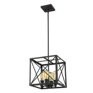 HomeRoots Brooklyn 4-Light Matte Black Pendant - Industrial Geometric Fixture for Modern Home Décor & Style 398168