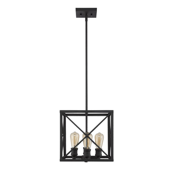 HomeRoots Brooklyn 4-Light Matte Black Pendant - Industrial Geometric Fixture for Modern Home Décor & Style 398168