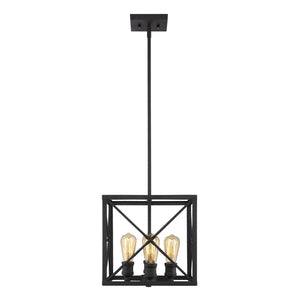 HomeRoots Brooklyn 4-Light Matte Black Pendant - Industrial Geometric Fixture for Modern Home Décor & Style 398168
